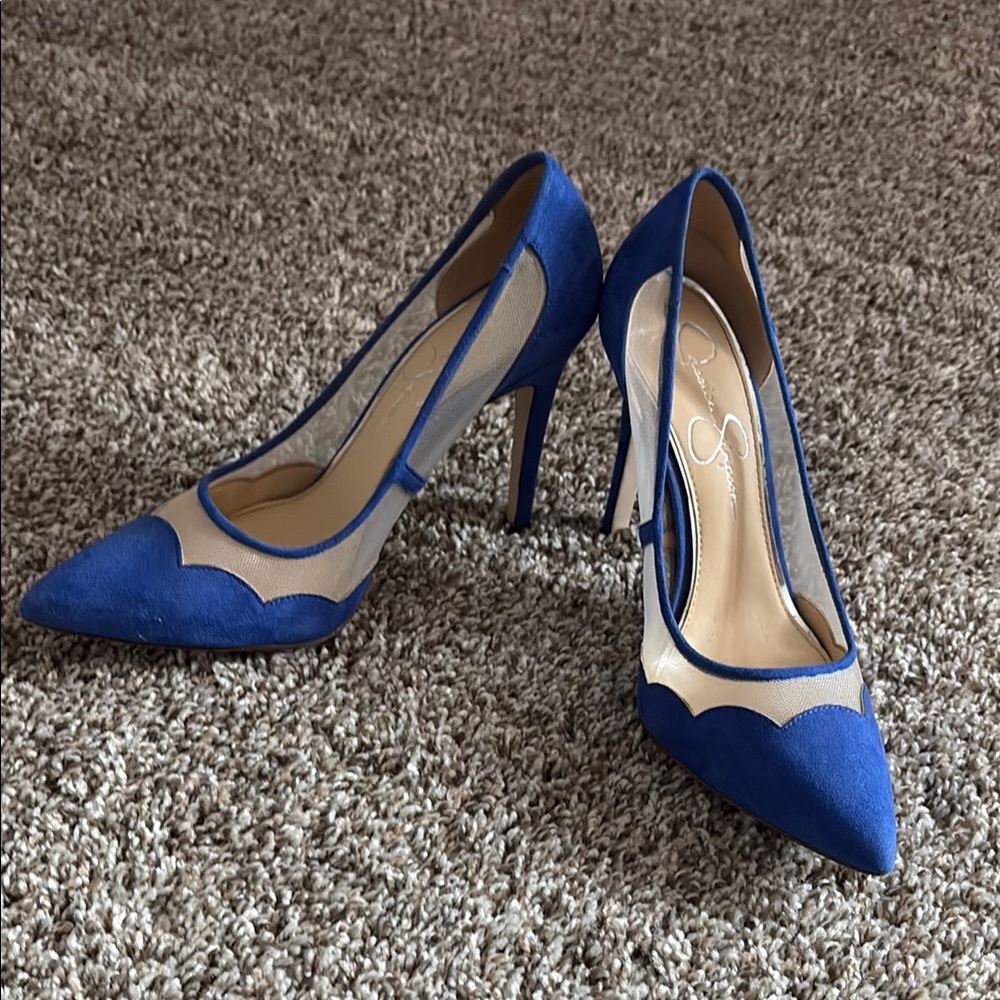 Jessica Simpson Blue Suede Stiletto Heels